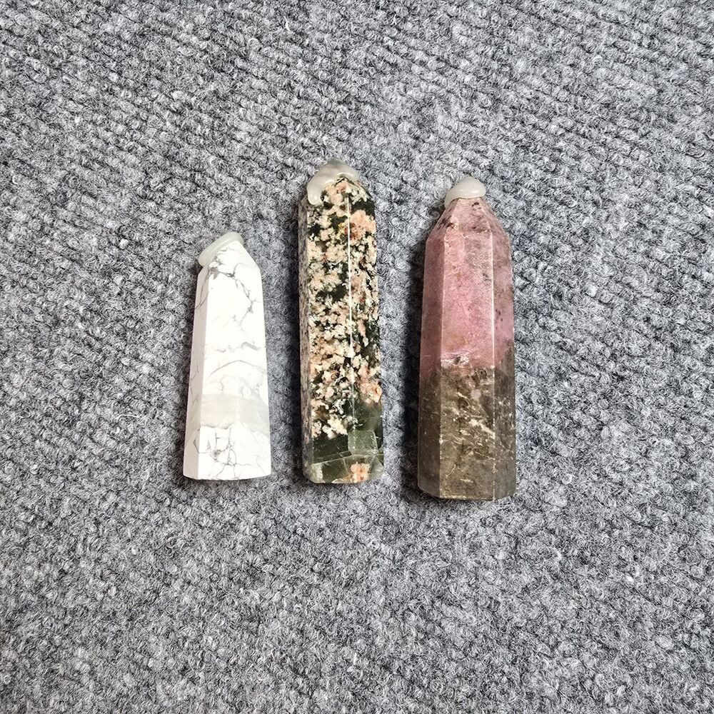 Lot of 3 Rhodonite, Jasper, Howlite Column Tower Pillars - USA - Picture 1 of 6